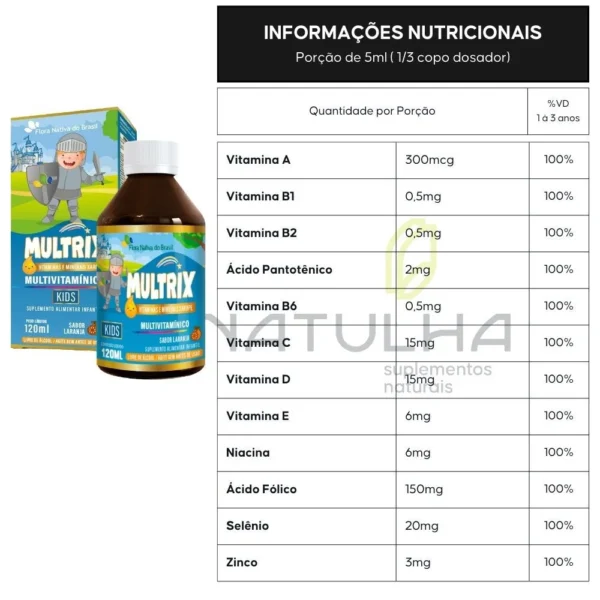 MULTRIX (Xarope Infantil com Vitaminas de A a Z) 120ml - Flora Nativa - Imagem 2