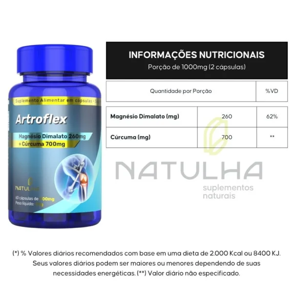 ArtroFlex ( Cúrcuma + Magnésio Dimalato) 60 Cápsulas - Natulha - Imagem 2