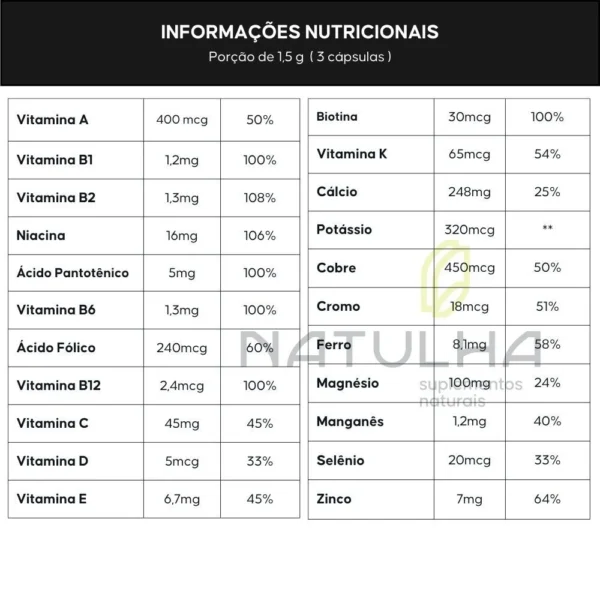 Multivitamínico A a Z 500mg 60 Cápsulas - Flora Nativa - Imagem 2