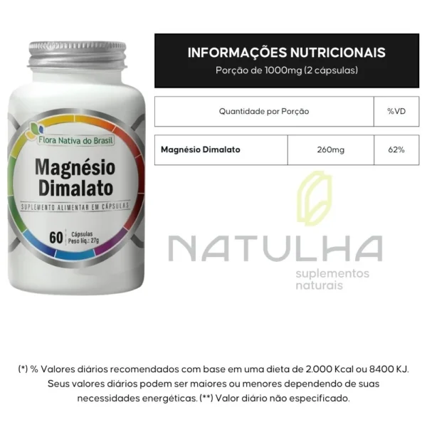 Magnésio Dimalato 60 cápsulas - Flora Nativa - Imagem 2