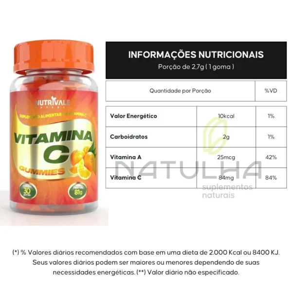 Vitamina C Gummies 30 gomas - Nutrivale - Imagem 2