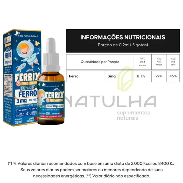 FERRIX (Ferro infantil) 30ml - Flora Nativa - Imagem 2