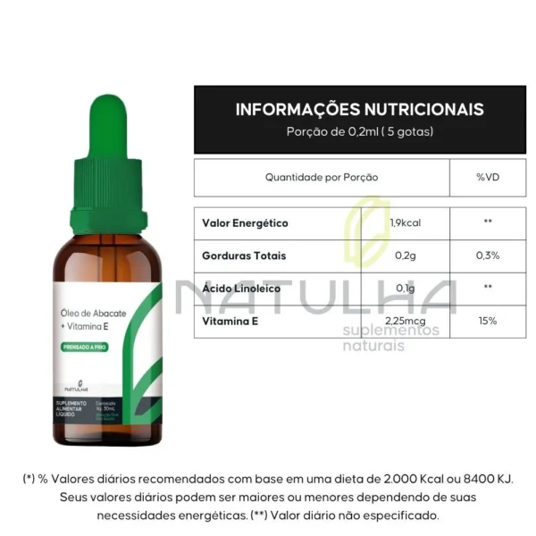 Óleo de Abacate em Gotas com Vitamina E 30ml - Natulha - Imagem 2