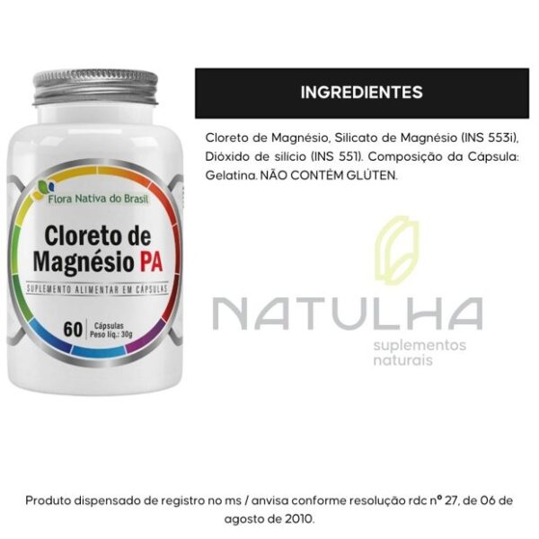 Cloreto de Magnésio PA 60 Cápsulas - Flora Nativa - Imagem 3