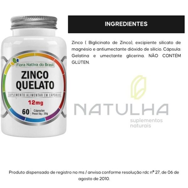 Zinco Quelato 60 Cápsulas - Flora Nativa - Imagem 3