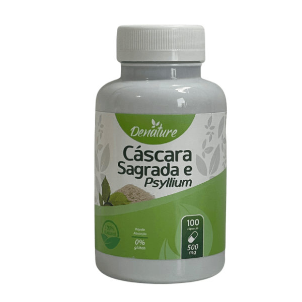 Cascara Sagrada com Psyllium 500mg 100 cápsulas - Denature