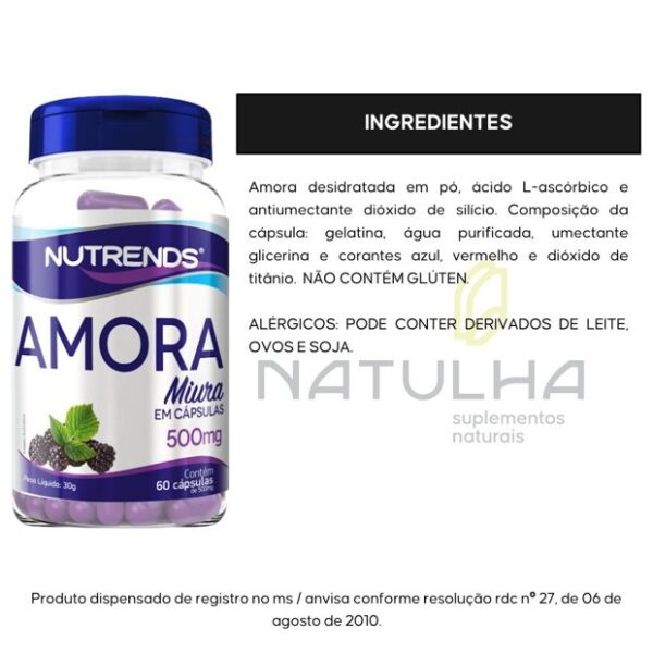 Amora Miura 500mg 60 cápsulas - Nutrends - Imagem 2