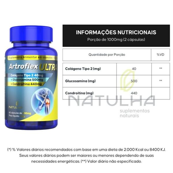 ArtroFlex ULTRA ( Glucosamina, Condroitina e Colágeno Tipo 2) 60 cápsulas - Natulha - Imagem 2