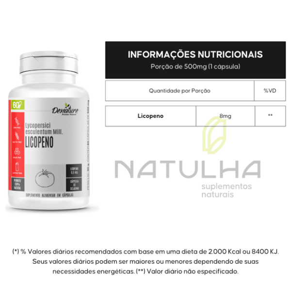 Licopeno de tomate 60 cápsulas - Denature - Imagem 2