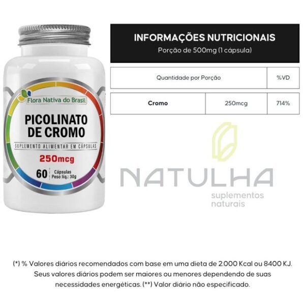 Picolinato de Cromo 60 cápsulas - Flora Nativa - Imagem 2